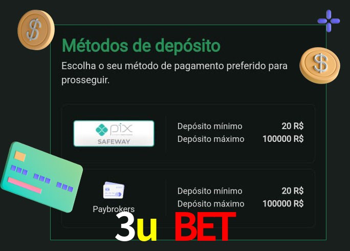 O cassino 3u bet oferece uma grande variedade de métodos de pagamento